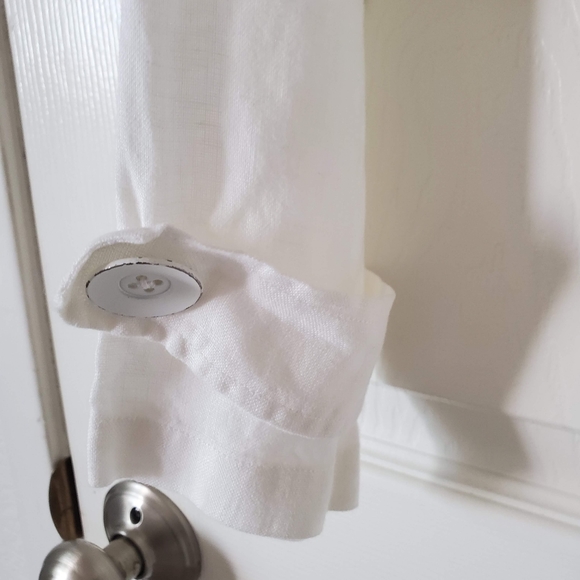 Cabi Jacket Womens Small White Linen Button Up Long Sleeve Mock Collar Coat - Picture 6 of 12